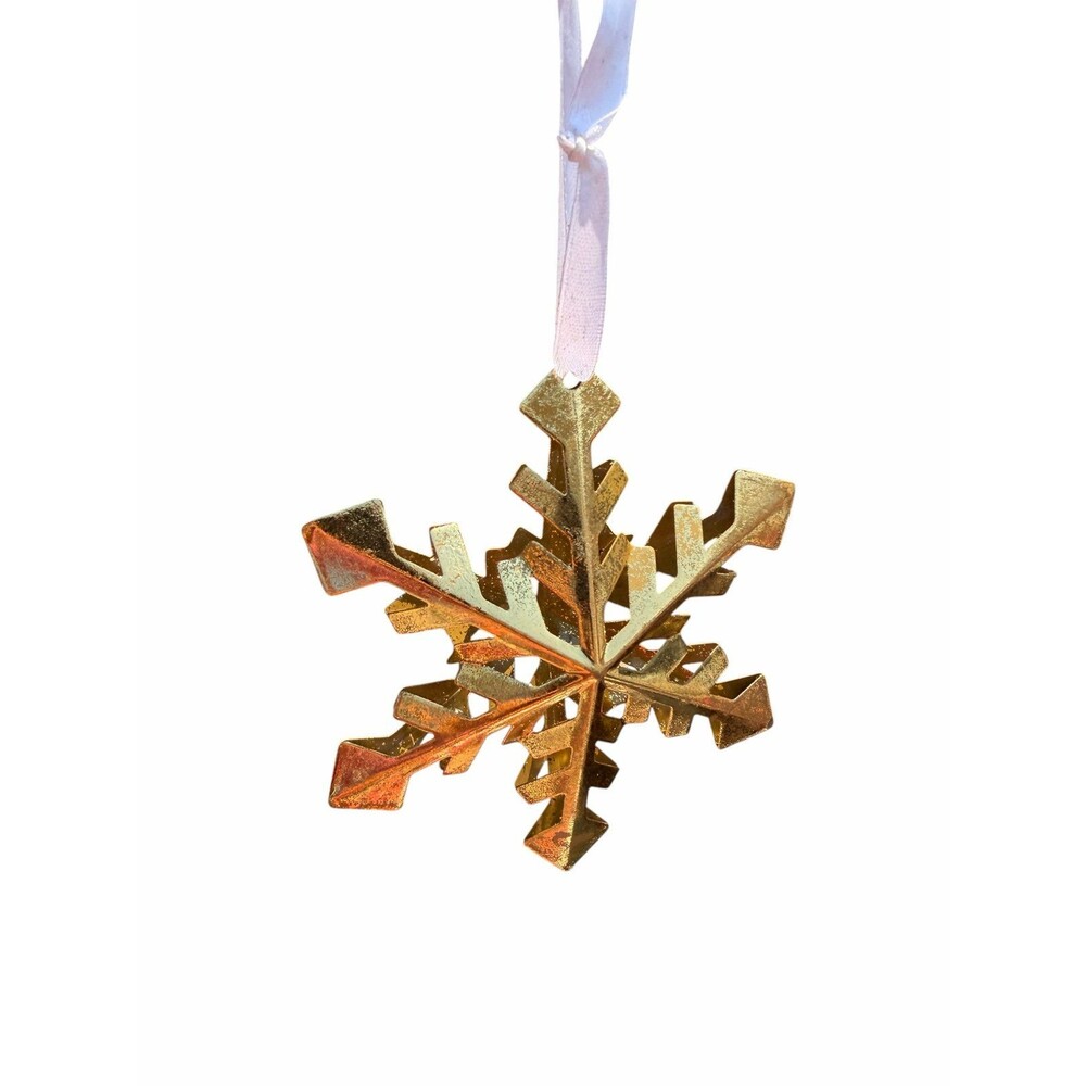 New Macy's Holiday Lane gold 3D snowflake Christmas ornament